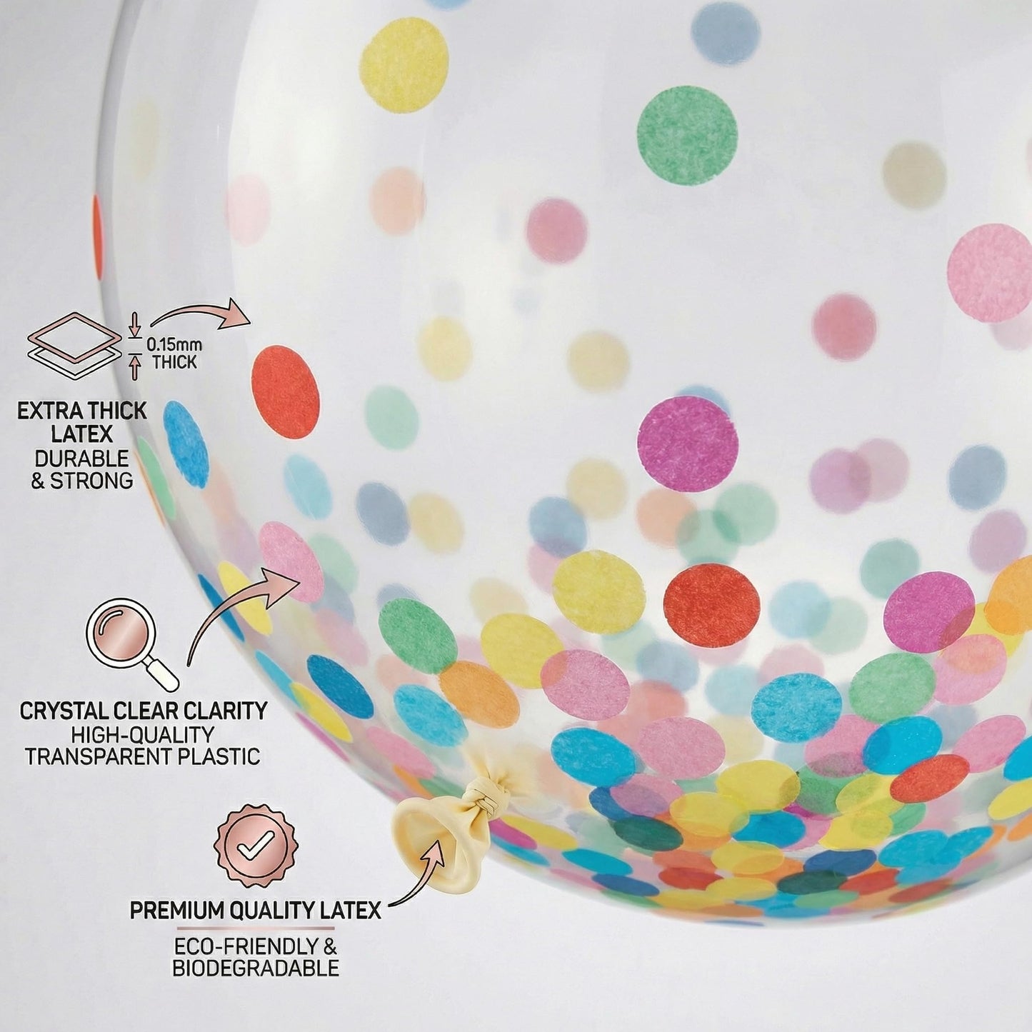 Party Solids Colorful Confetti Balloons Large Balloons 24 Inch Latex Pack of 2 – Colorful Glitter