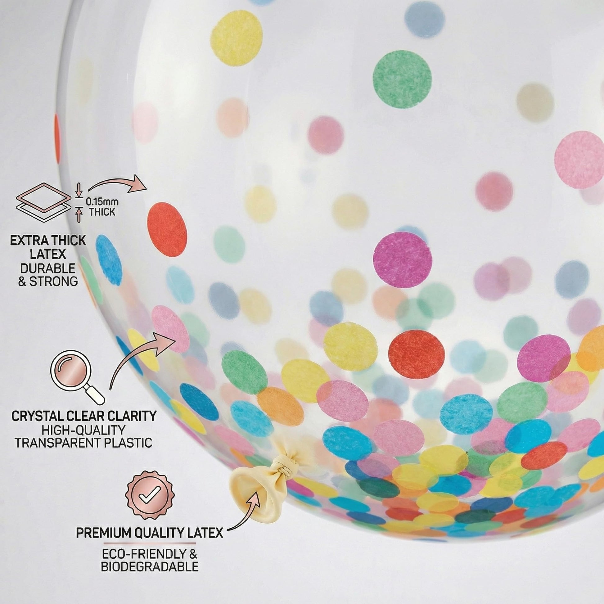 Party Solids Colorful Confetti Balloons Large Balloons 24 Inch Latex Pack of 2 – Colorful Glitter