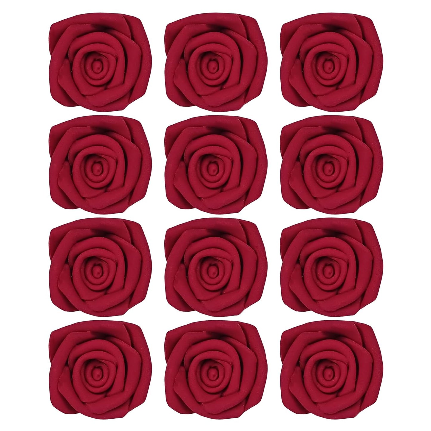 Confect Edible Deep Burgundy Rose Toppers – Edible Roses for Cake & Cupcake Decorations, Perfect for Weddings & Special Occasions- Vegan, Gluten-Free, Dairy-Free, Palm Oil-Free - Pack of 12