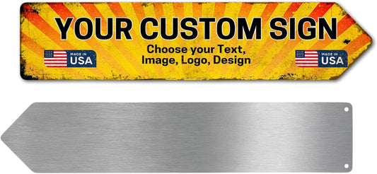 Custom Right Arrow Metal Sign by DC | Directional Signs for Indoor & Outdoor Use | Personalized Rust-Free Metal Yard Display | Customized Weatherproof Road Arrow Marker | Multiple sizes | Made in USA
