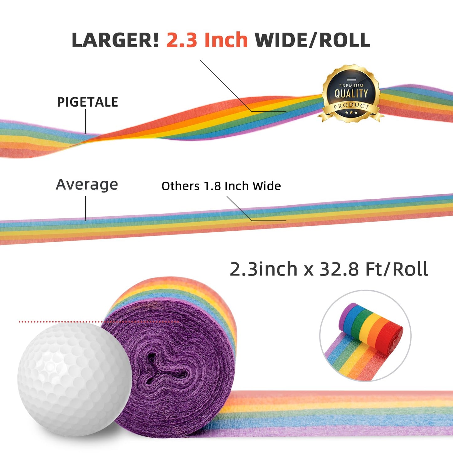 PIGETALE 6 Rolls Rainbow Party Streamers Crepe Paper DIY Art Crafts
