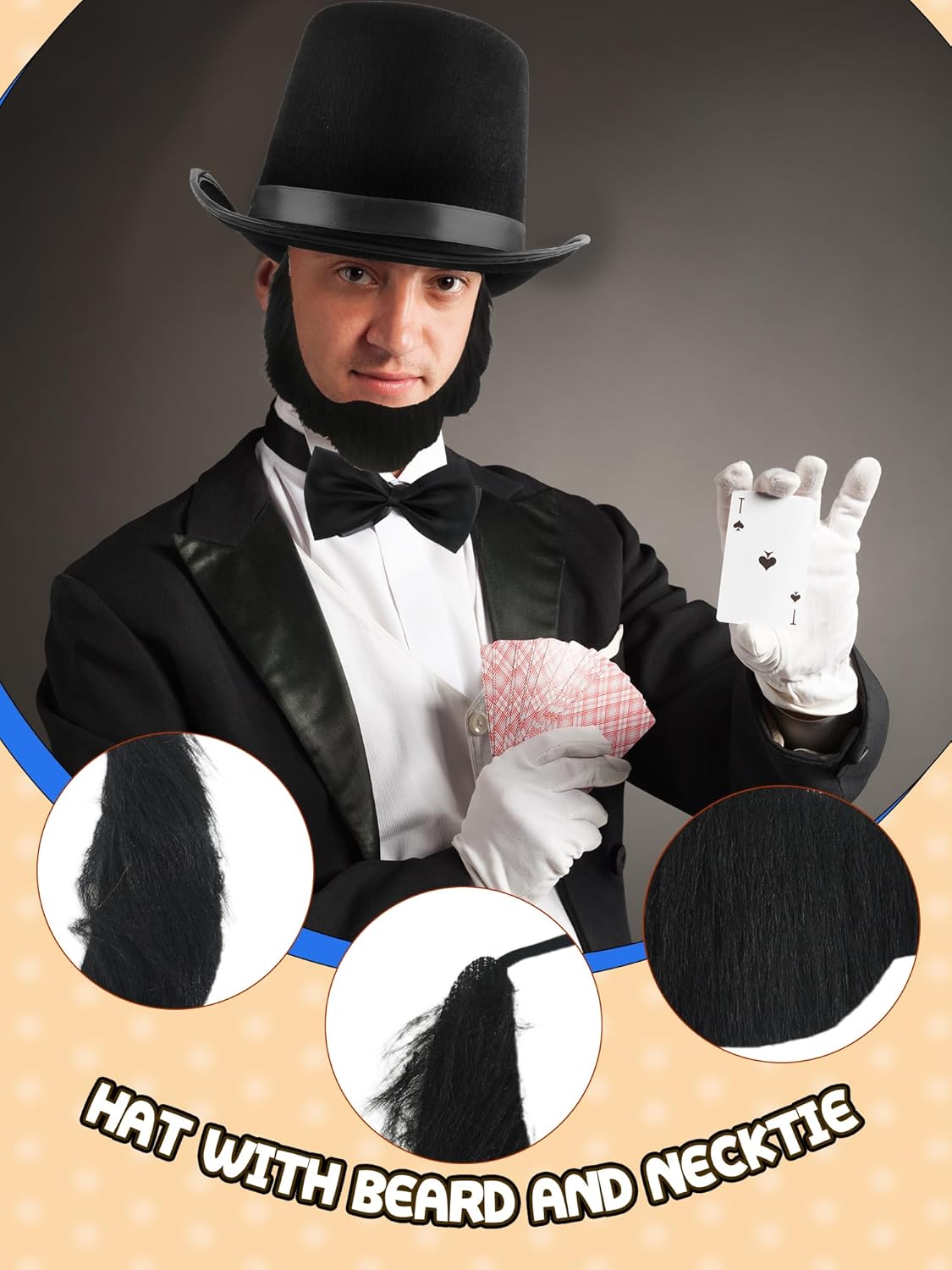 6 Pcs 1920s Gentleman Hat Costume Presidents Day 1920s Costume Accessories for Halloween Cosplay Retro Party