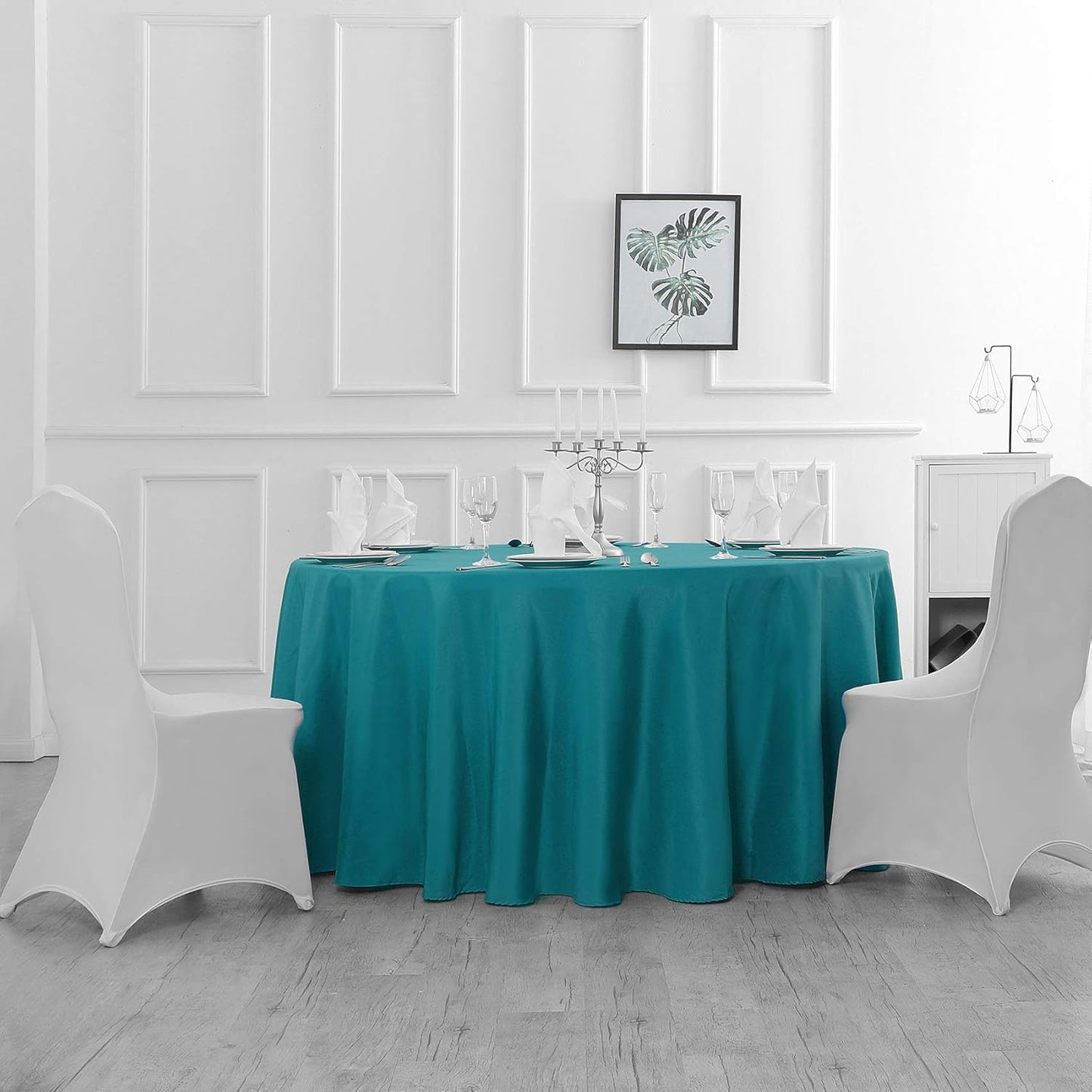 120 inch Round Tablecloth Washable Polyester Table Cloth Decorative Table Cover for Wedding Party Dining Banquet（120 inch,Teal）