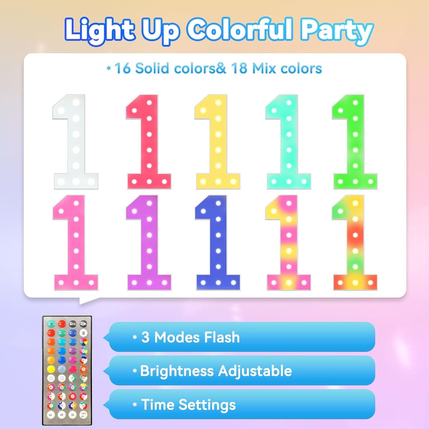 Ledido 4FT Marquee Light Up Numbers, 34 Colors Changing Marquee Numbers 4 Feet Tall with Remote, Big Numbers for Party Wedding Graduation Birthday Decoratoons, Large Light Up Number 4