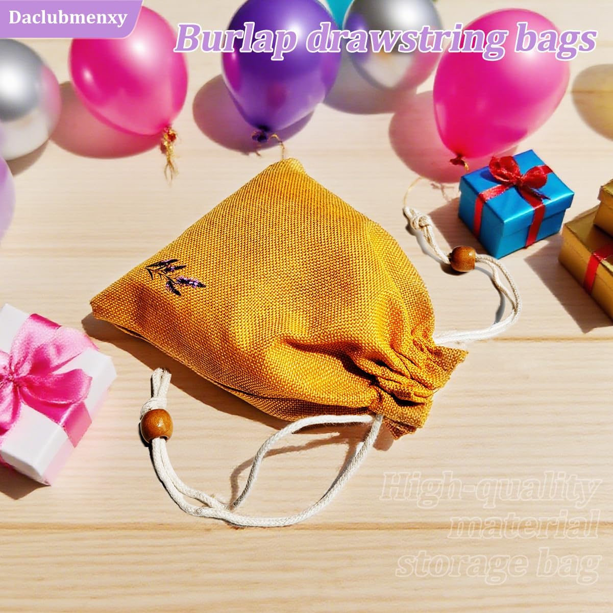 Daclubmenxy D&C 20PCS Sachet Bags Empty for Lavender, Burlap drawstring bags, Jewelry Pouches 4.5'' x 6.0'' Drawstring Gift Bags for Wedding, Christmas, Party Favor Bags (Orange, 4×6in)