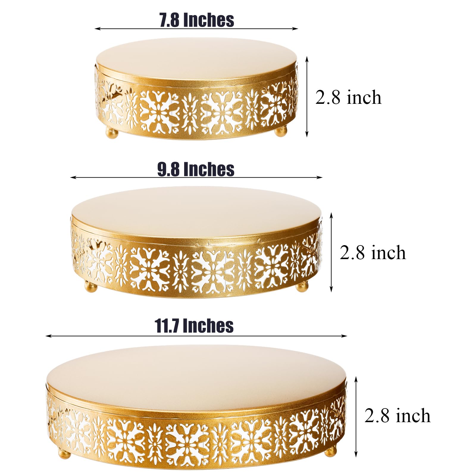 Coloch 3 Pieces Golden Cake Stand Set, 8/10/12 Inch Round Metal Dessert Display Stand Decorative