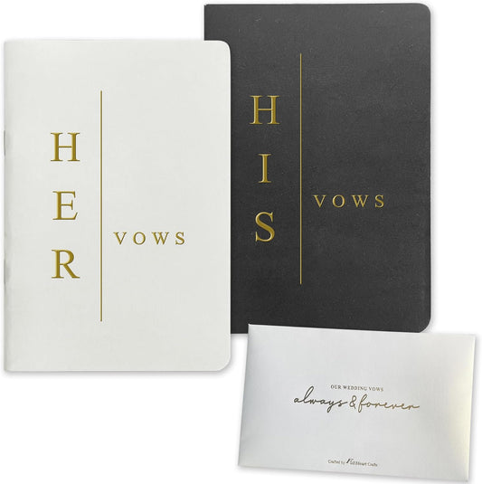 Vow Books His and Hers Soft Touch Gold Foil Engraving Vow Books Wedding Essentials Wedding Accessories(TR-HH-Black)