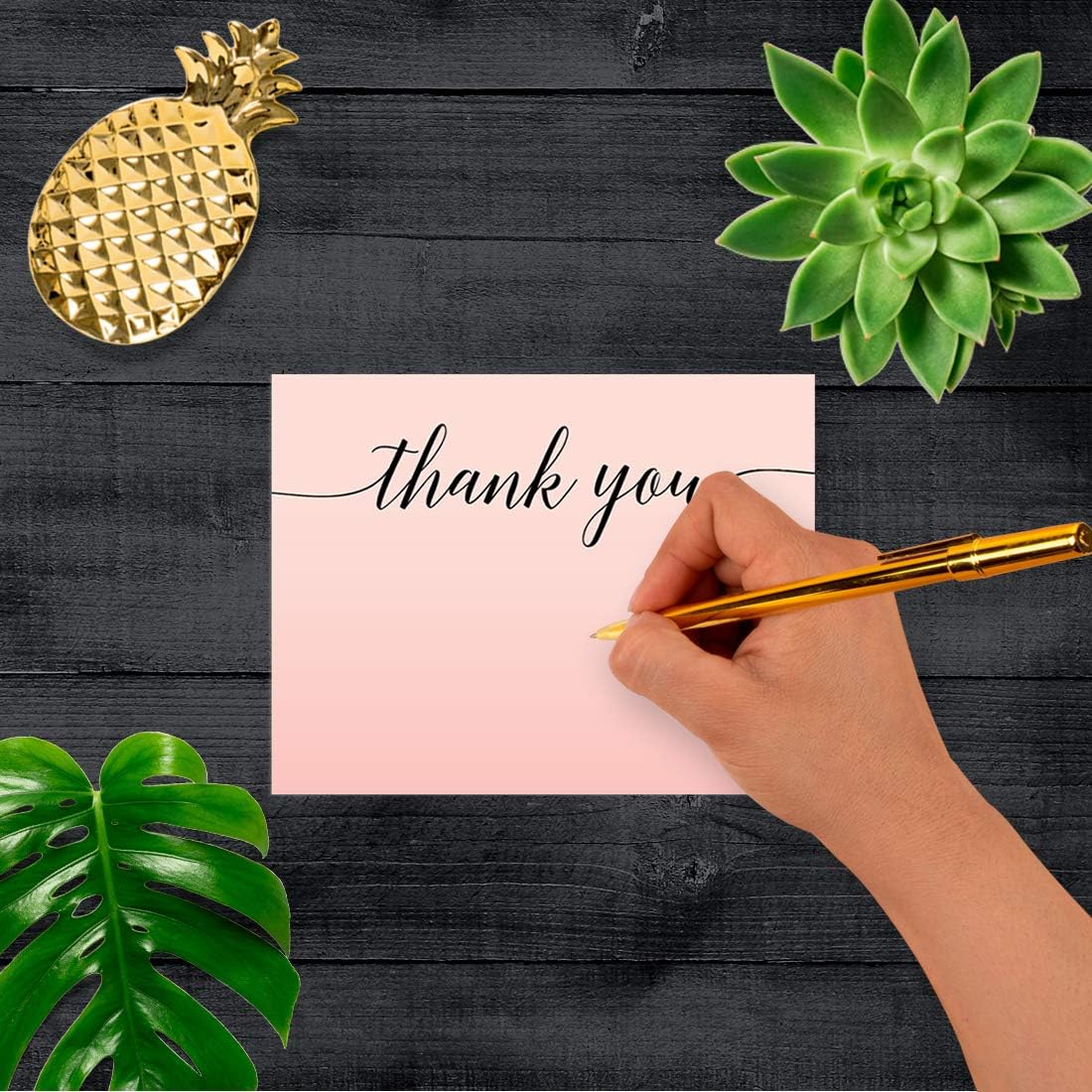 Andaz Press Blush Pink Rose Elegant Party Collection, Blank Thank You Note Cards with Envelopes, 24-Pack