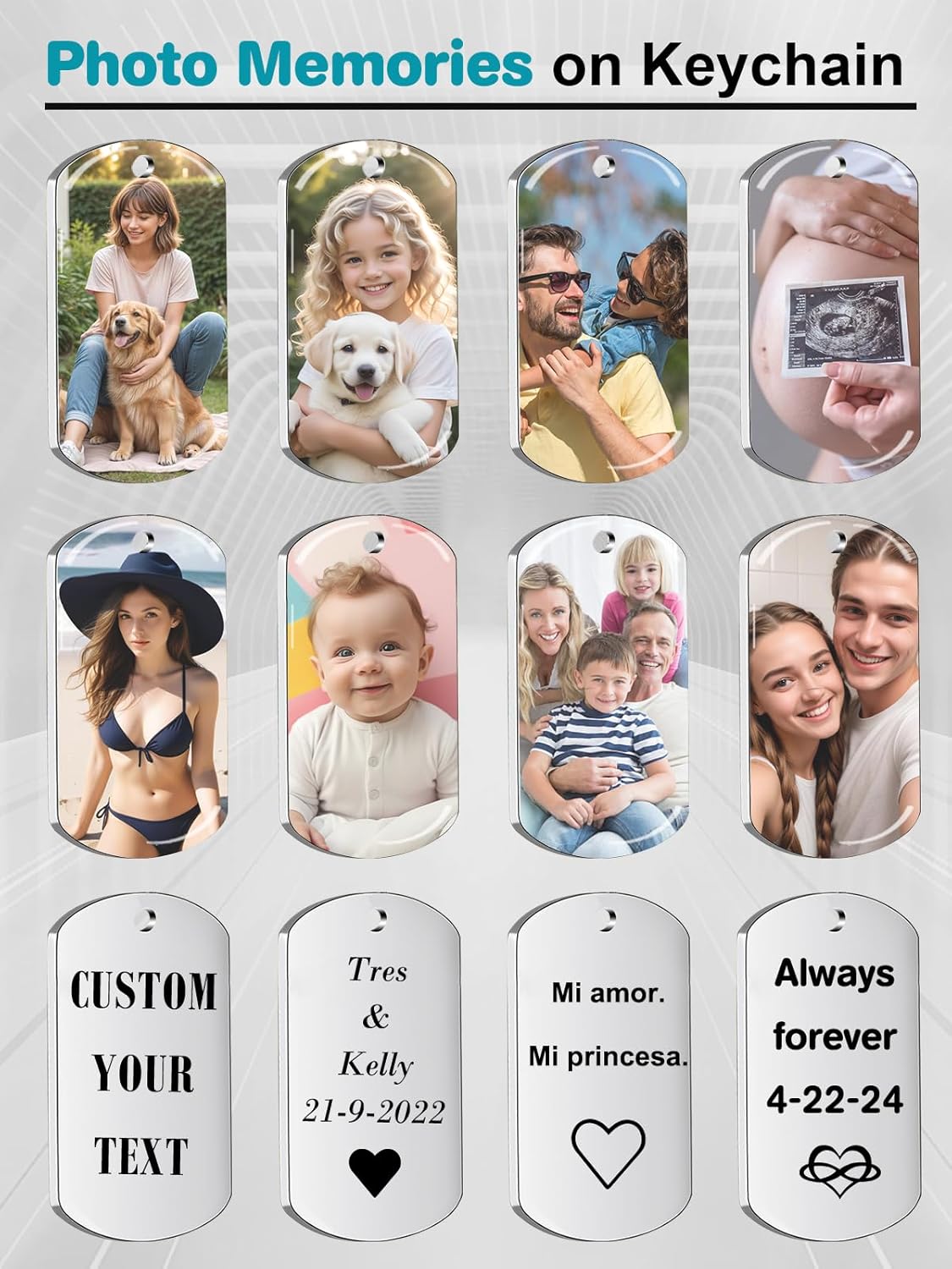 Custom Keychain with Picture - Personalized Photo LOGO Text Customized Key Chain for Boyfriend Dad Men Gifts