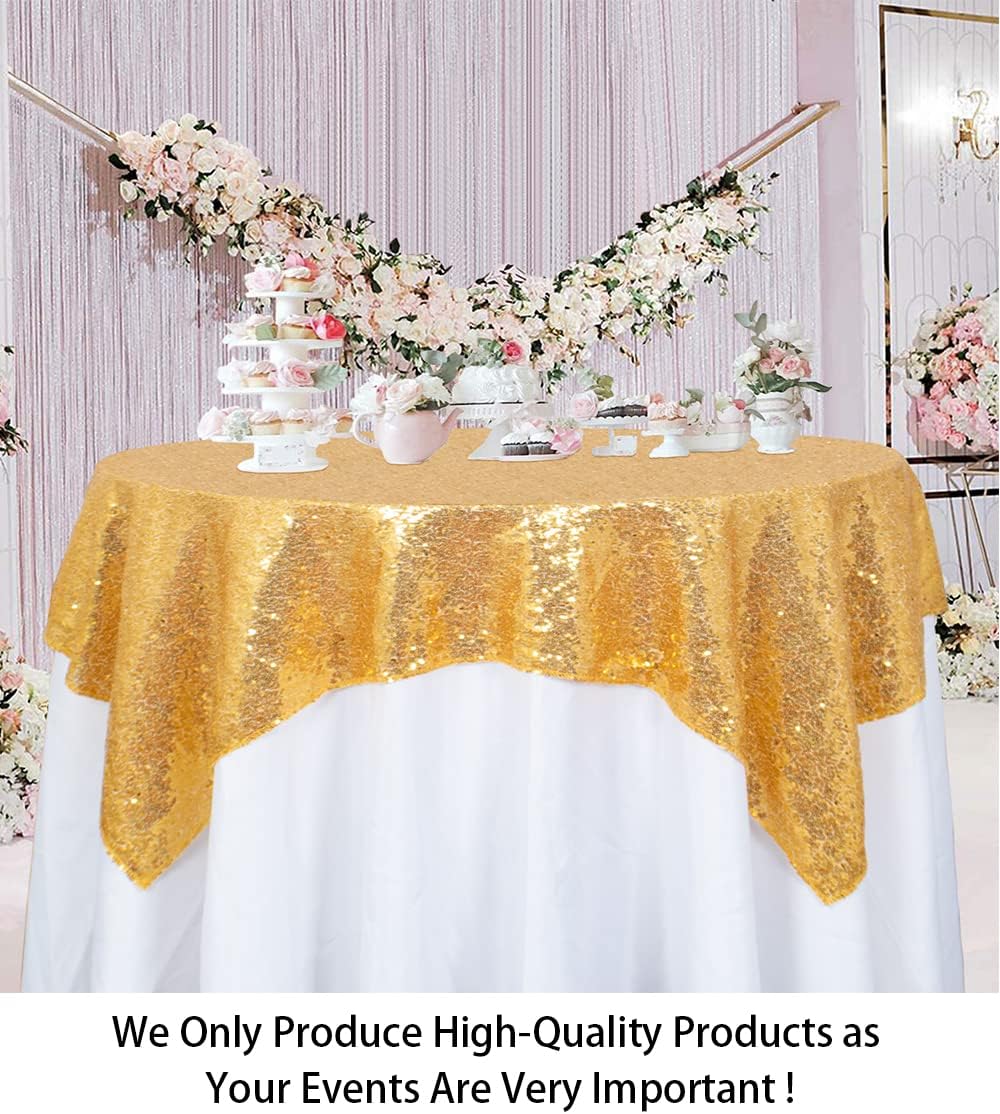 ShinyBeauty Sequin Tablecloth 72x72-Inch Gold Square Sequin Table Cover Glitter Table Cloth Christmas Table Linens for Wedding Party Halloween Thanksgiving Xmas New Year Decor -191008s (72x72-Inch)
