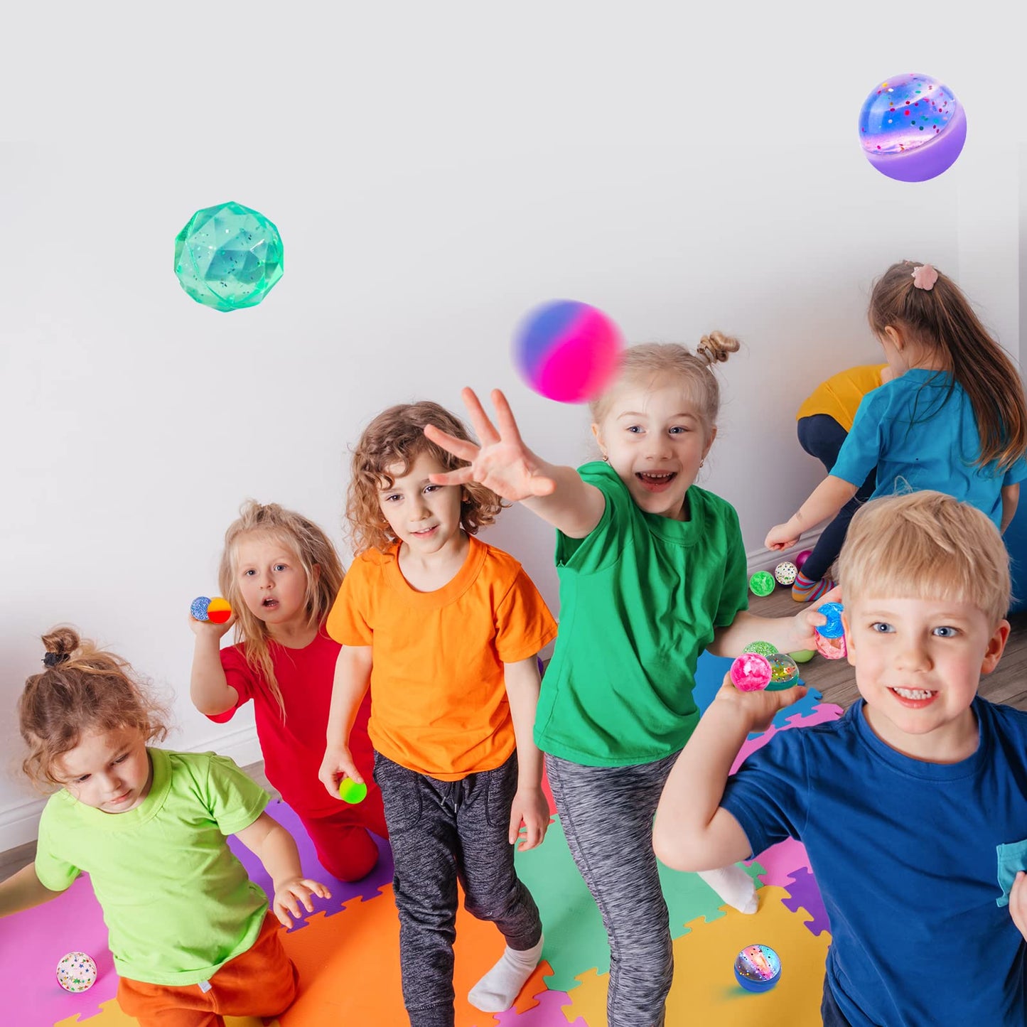 Ecoofor 24 Pieces Bouncy Balls 32mm Bounce Balls 6 Styles High Bouncing Balls Toys for Kids Party