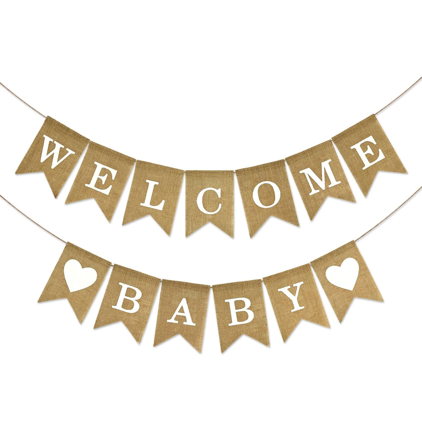 Anwyll Burlap Welcome Baby Banner - NO DIY Baby Shower Decoration Banner Oh Welcome Babies Shower