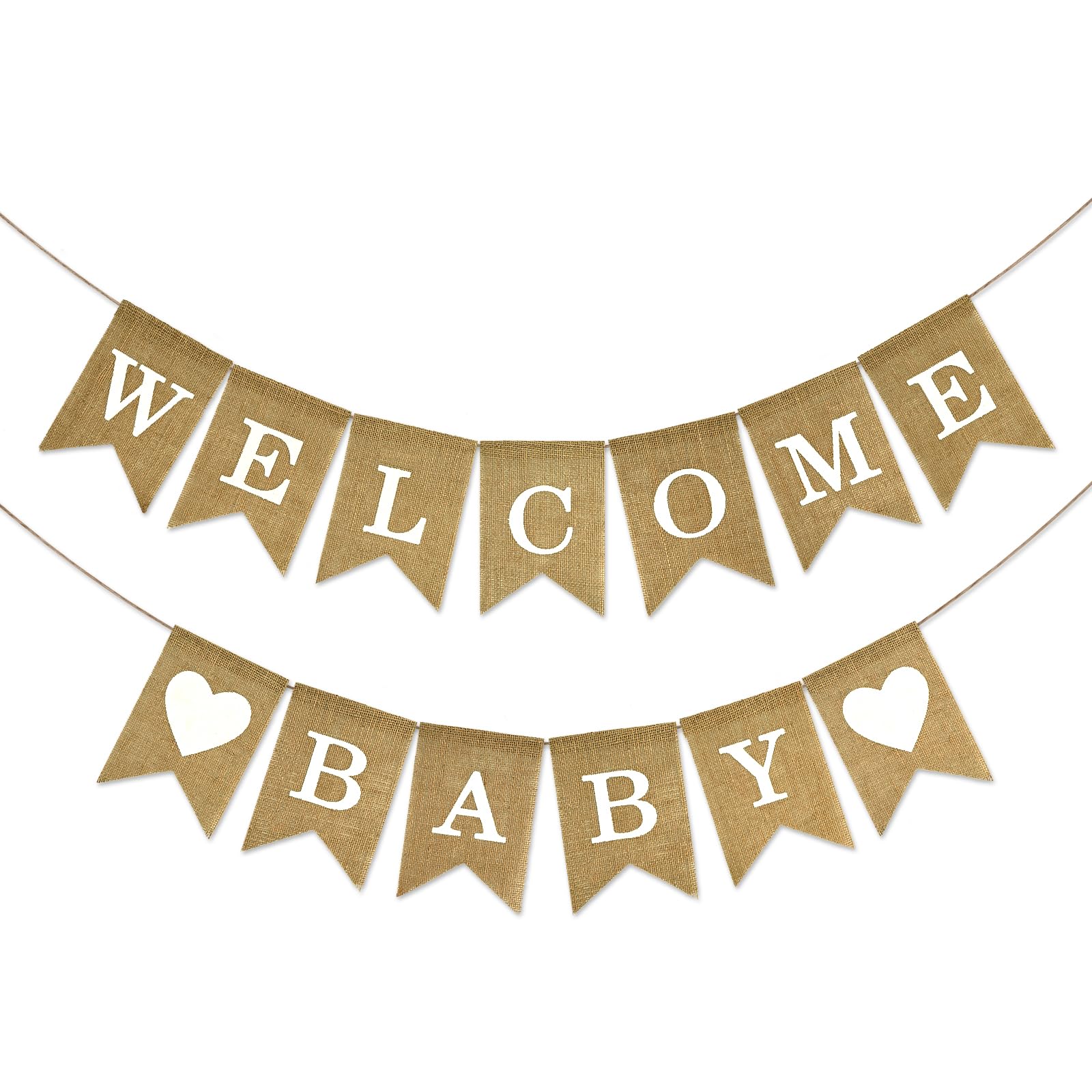 Anwyll Burlap Welcome Baby Banner - NO DIY Baby Shower Decoration Banner Oh Welcome Babies Shower