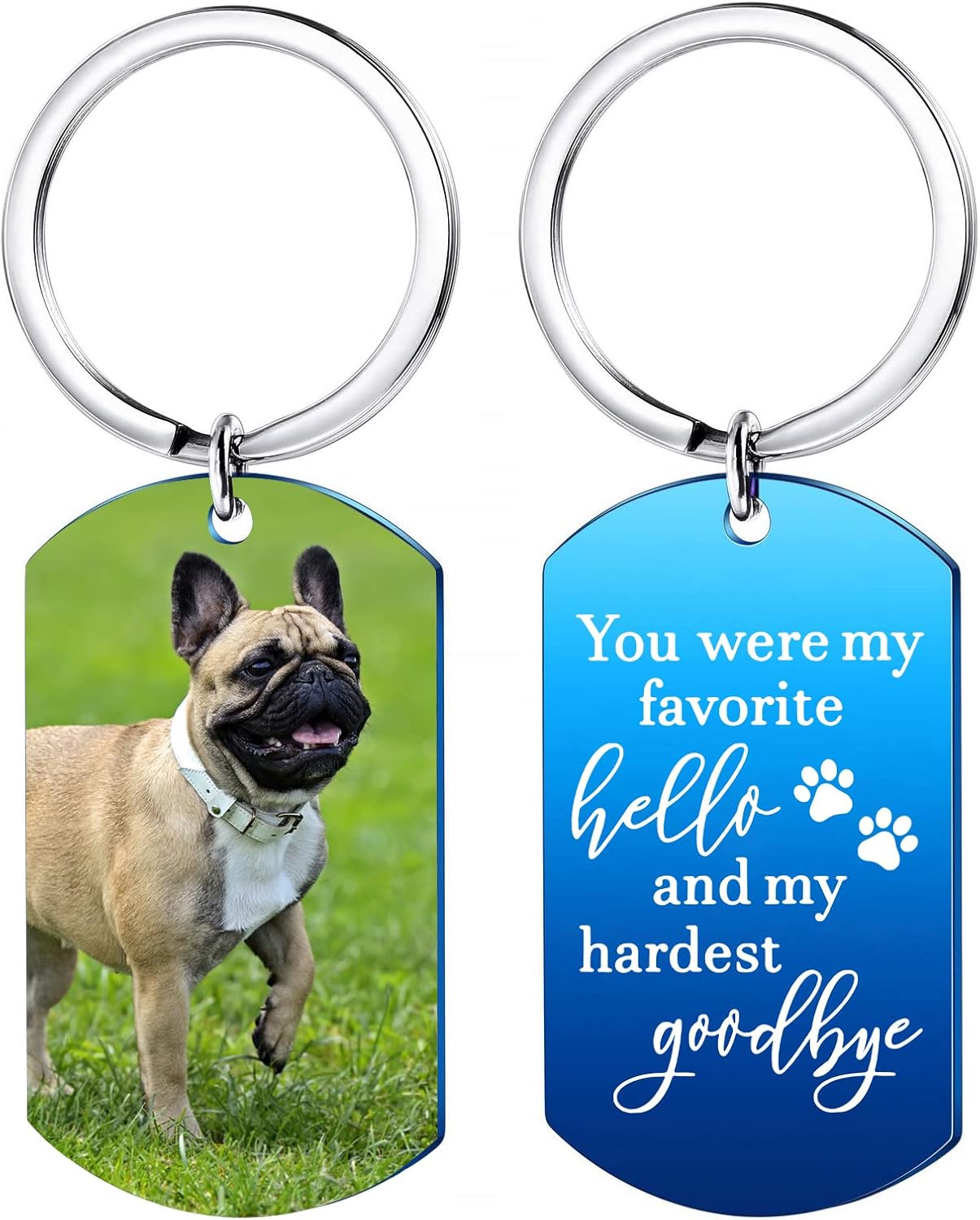 Funnylife Personalized Dog Memorial Photo Keychain Stainless Steel Custom Pet Memory Keychain Loss of Dog Sympathy Gifts