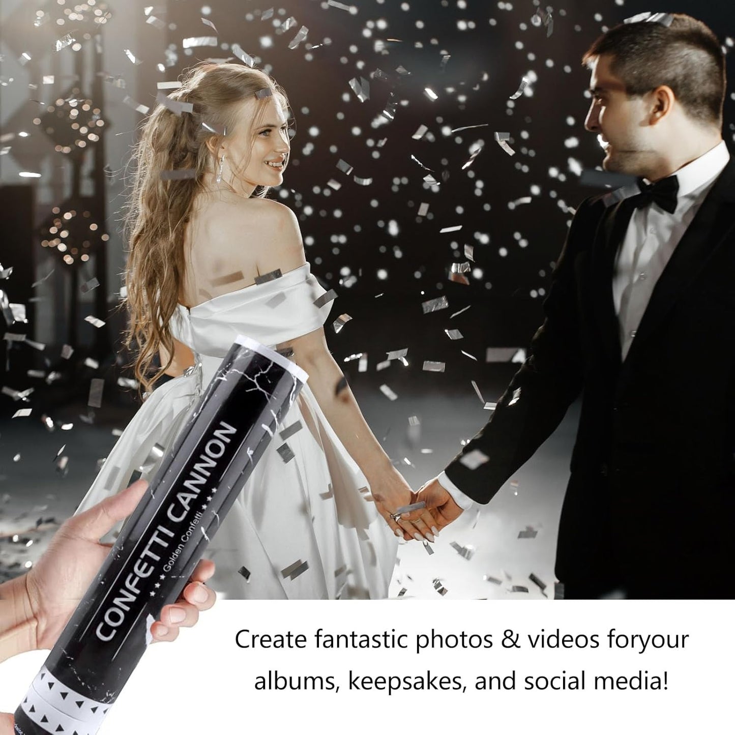 6 Pack Silver Confetti Poppers, 12 Inch Confetti Cannon Party Poppers Shooters for Birthday, Wedding, Graduation, Anniversary, Parties, Christmas, New Year's Eve