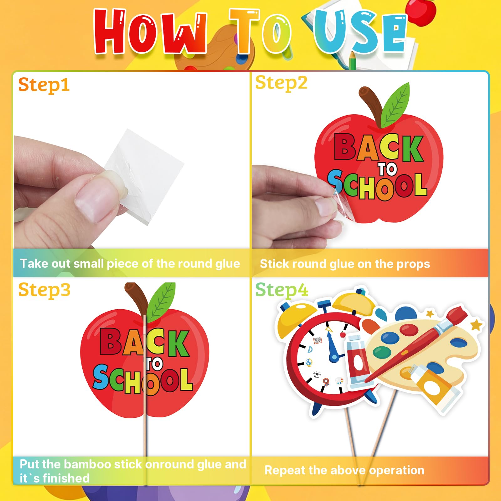 Back to School Party Centerpiece Sticks 24Pcs