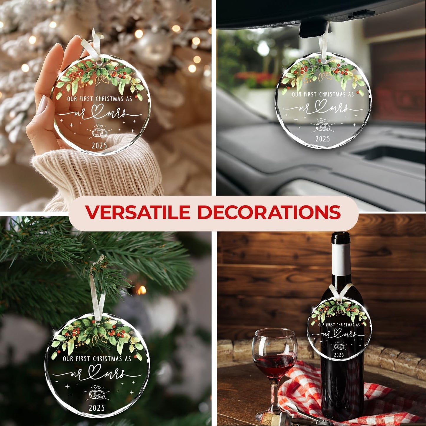 NewEleven Wedding Gifts for Couples 2025 - Mr and Mrs, Just Married Gifts for Couple, Newlywed - Wedding Ornament, Meaningful Gift from Friend, Family - Christmas Ornament