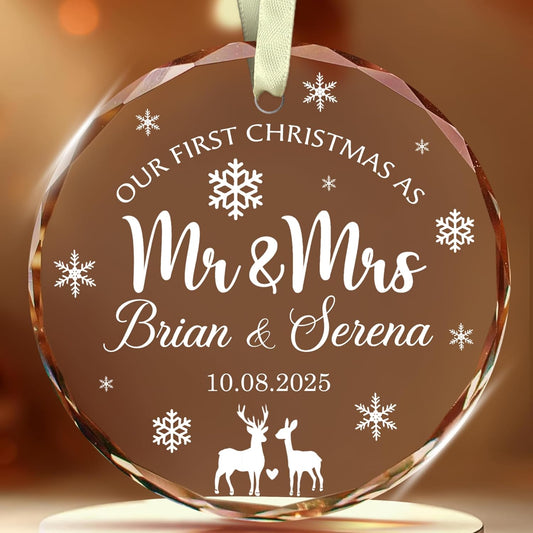 Personalized Our First Christmas As Mr Mrs Christmas Ornament - Ornaments Wedding Gifts For Couples Married - Wedding Gifts For Newlywed Couple, Bride And Groom, Bridal Shower Gift