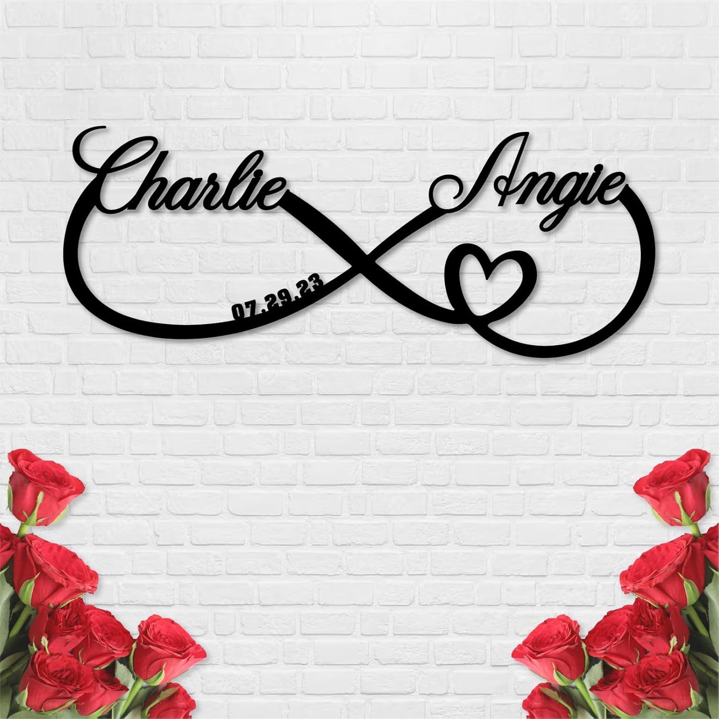 Personalized Custom Infinity Heart Sign, Metal Infinity Sign, Infinity Heart Wall Decor, Custom Name Signs, Romantic Home Decor For Anniversary Or As Valentines Day Decoration