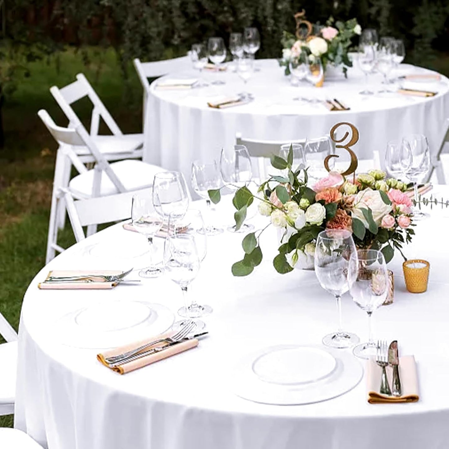 12 Pack Round Tablecloth 90 Inch - White Polyester Tablecloth for Round Table, Premium Stain and Wrinkle Resistant Washable Fabric Table Cover for Wedding Party Banquet Restaurant Reception