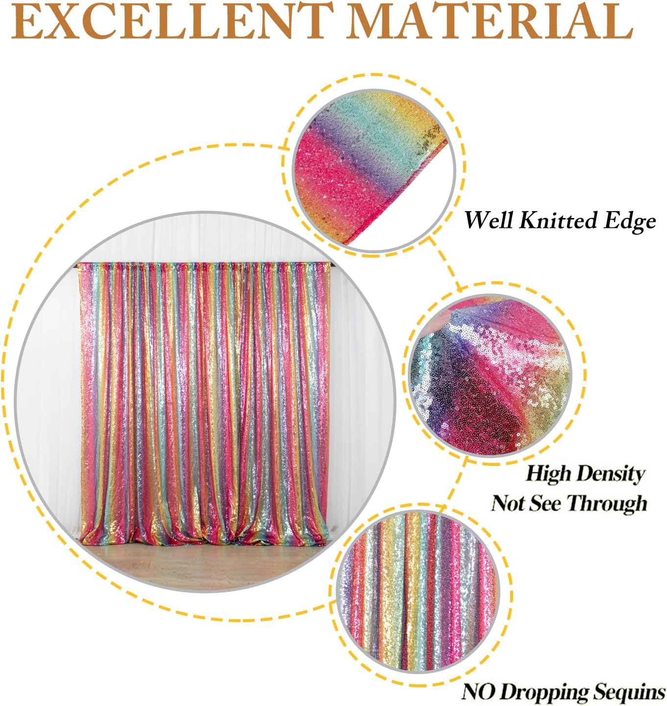 ShinyBeauty Rainbow Sequin Curtain Backdrop 5FTX10FT Sequin Wedding Backdrops for Photography Rainbow Shimmer Curtains Payette Sequin Backdrop Background