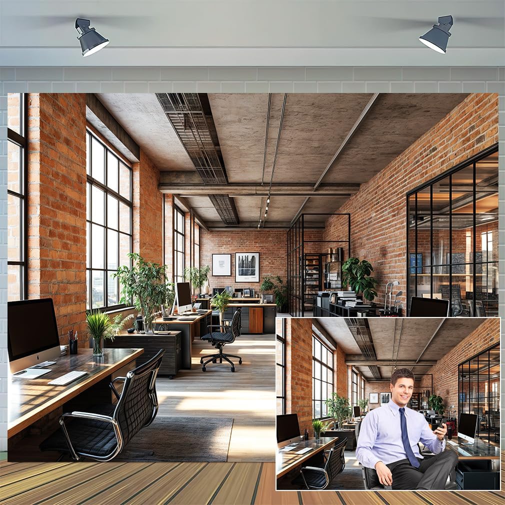 10X6.5ft Office Video Photo Backdrop Photography Background for Recording Conference, Zoom Home Podcast Backdrops Photo Booth Prop Decorations Wall Decor Tablecloth