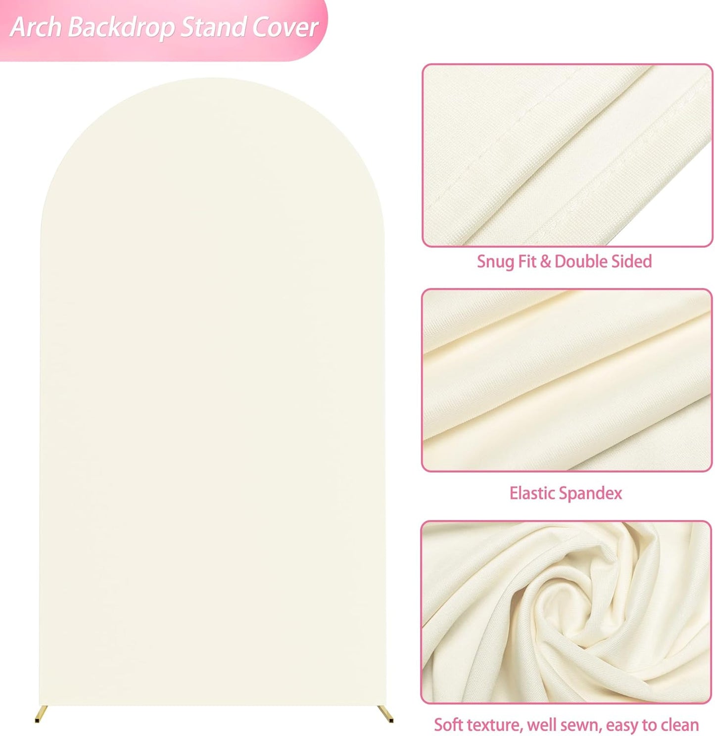 Wokceer 7.2 FT Wedding Arch Backdrop Stand and Arch Cover Metal Arch Stand with Arch Stand Cover for Birthday Party Wedding Ceremony Bridal Baby Shower Event Decor