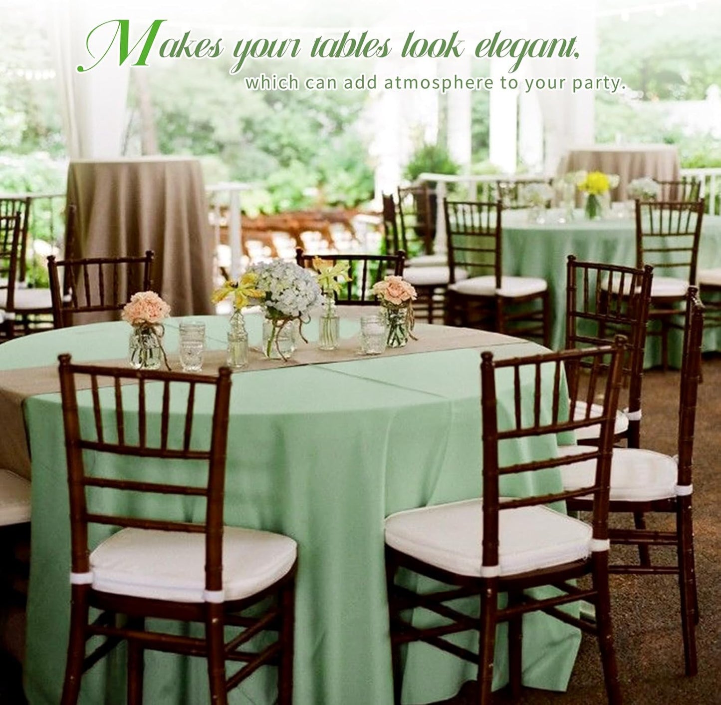 6 Pack Sage Green Round Tablecloths - 120 Inch, Polyester Table Cover, Stain and Wrinkle Resistant Washable Fabric Table Cloth for Wedding Banquet Parties