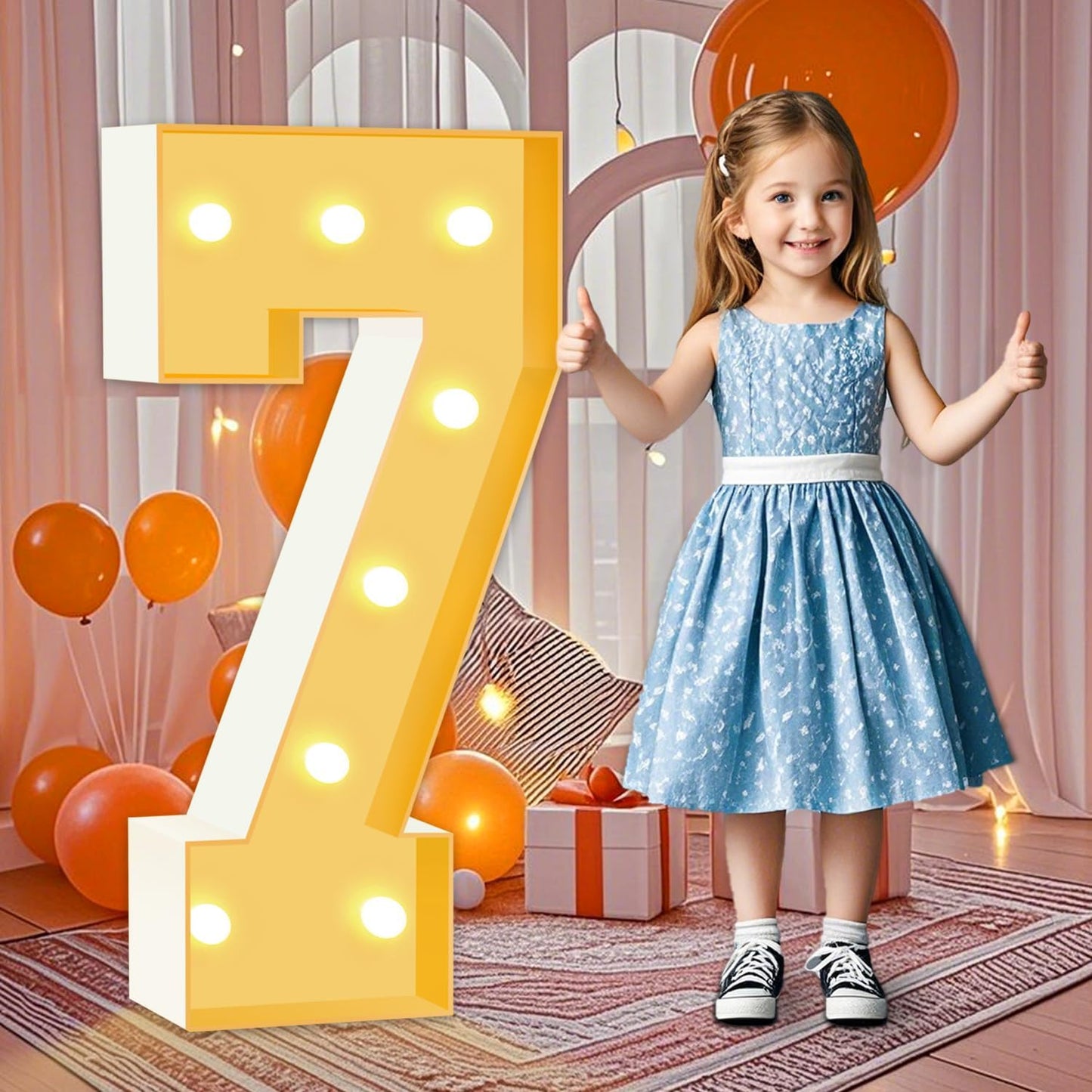 3FT Marquee Light Up Numbers 7, Warm White Marquee Numbers for 17th 70th Birthday Party Decor, LED Light Numbers for Graduation, Wedding, Engagement, Holiday Party Backdrop Arch Decoration