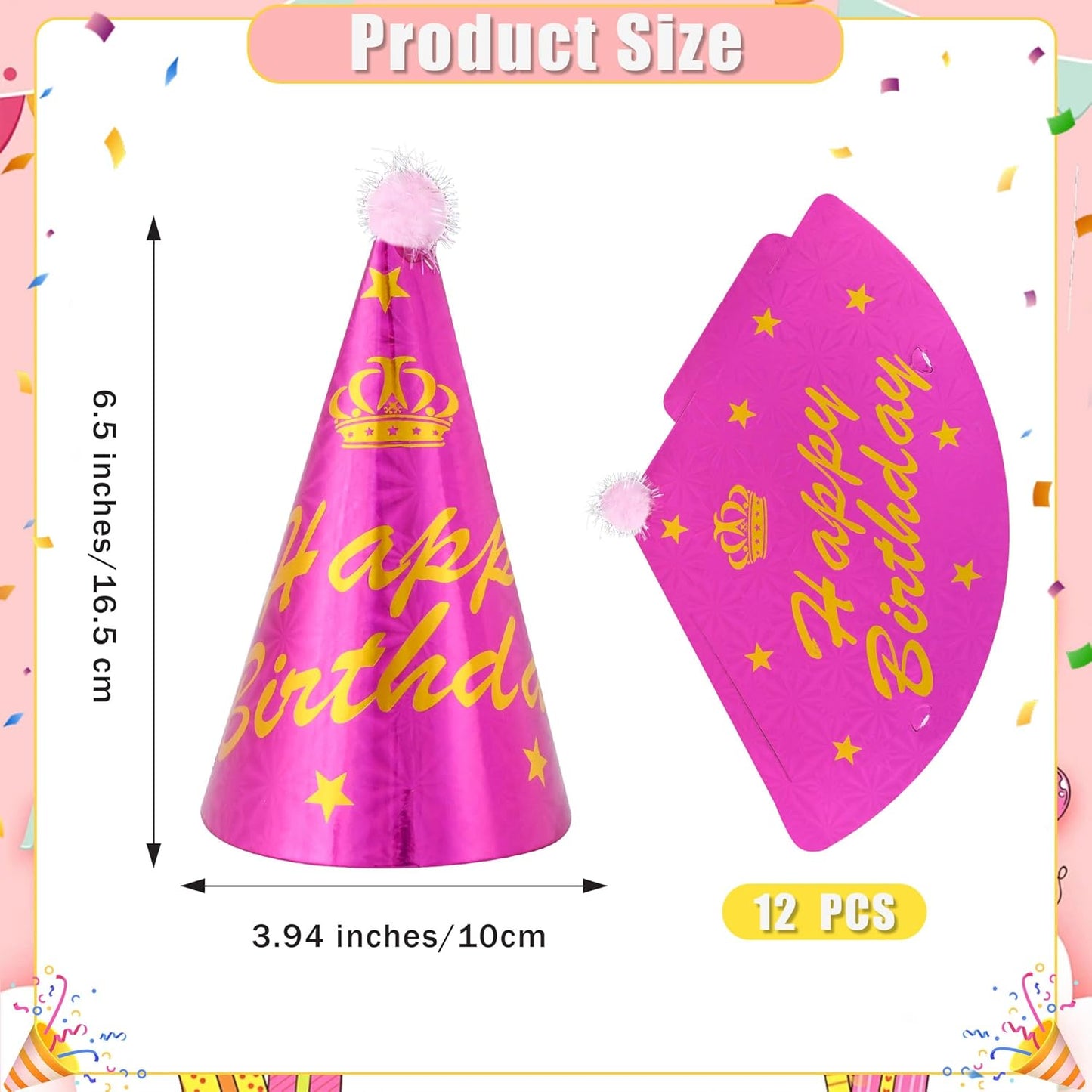 CANREVEL Party Hats for Kids and Adults, Party Headwear, Happy Birthday Hats, Birthday Party Decorations