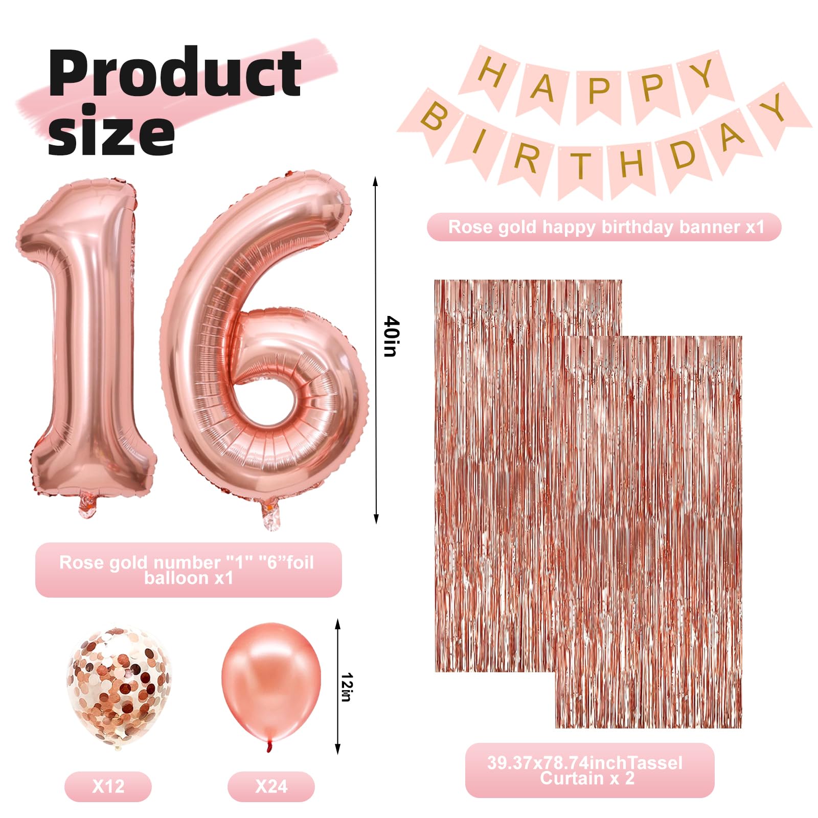 Sweet 16 Party Decorations,16th Birthday Boxes Decor for Girls Women Sweet Sixteen Happy Birthday