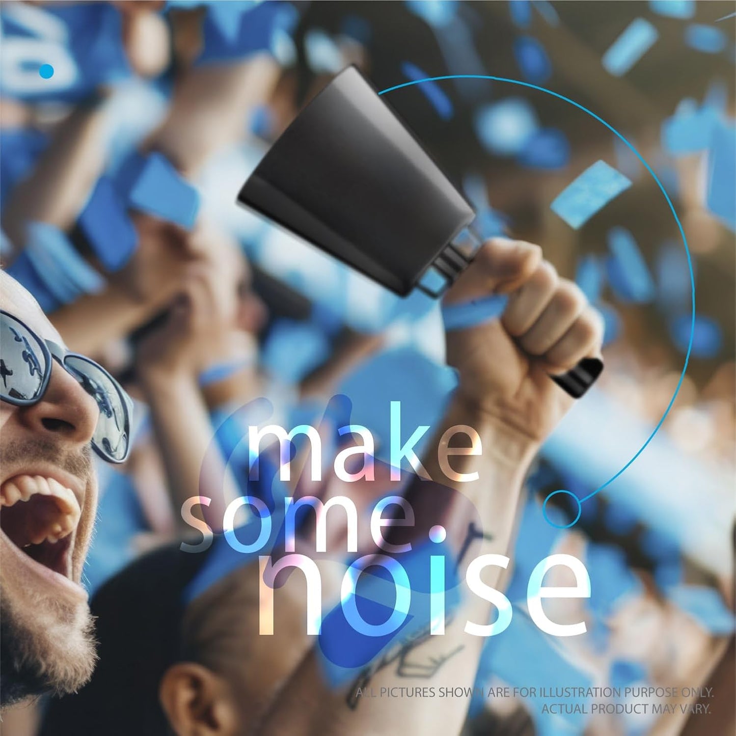 Deke Home - 2 Pack 10 Inch Steel Cowbells with Handle, Loud Noise Makers for Football, Sports, Parties, Competitions, School Spirit & Safety, Large Hand Bell for Cheering & Percussion Instrument