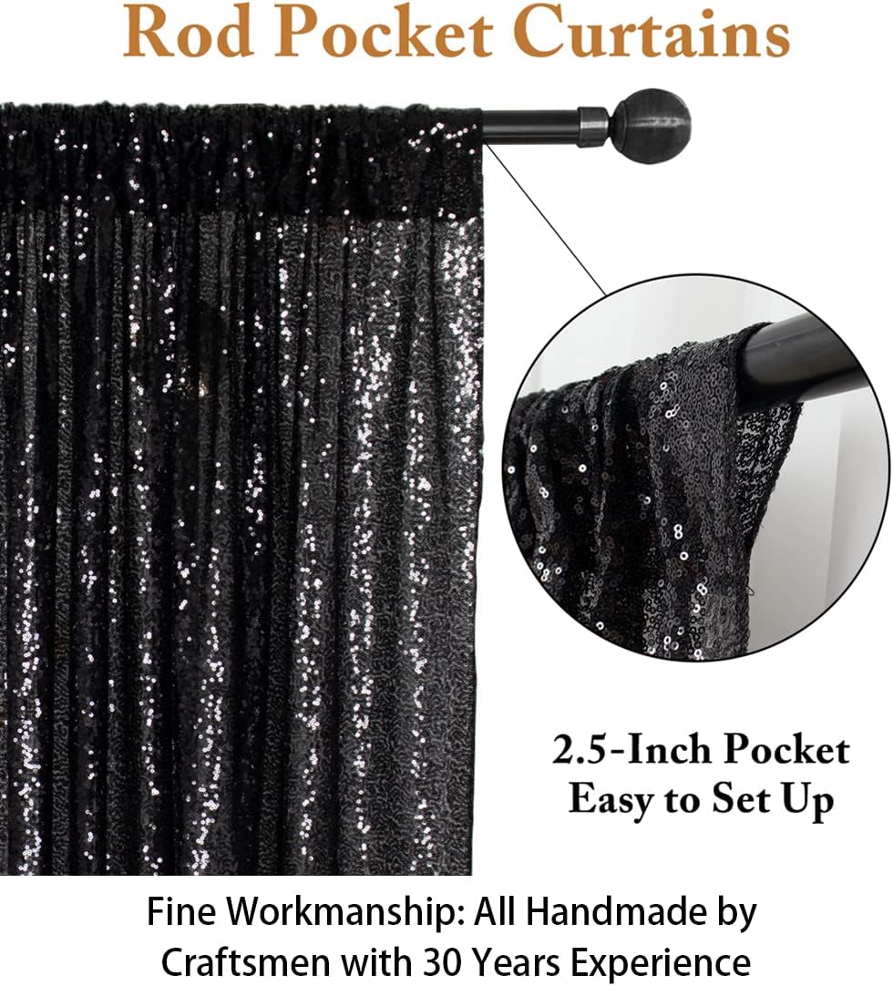 ShinyBeauty 10x10FT Black Sequin Backdrop | Photography & Wedding Background | Glitter Photo Booth Backdrop | Perfect for Baby Birthday Parties & Events | Durable & Elegant Curtain