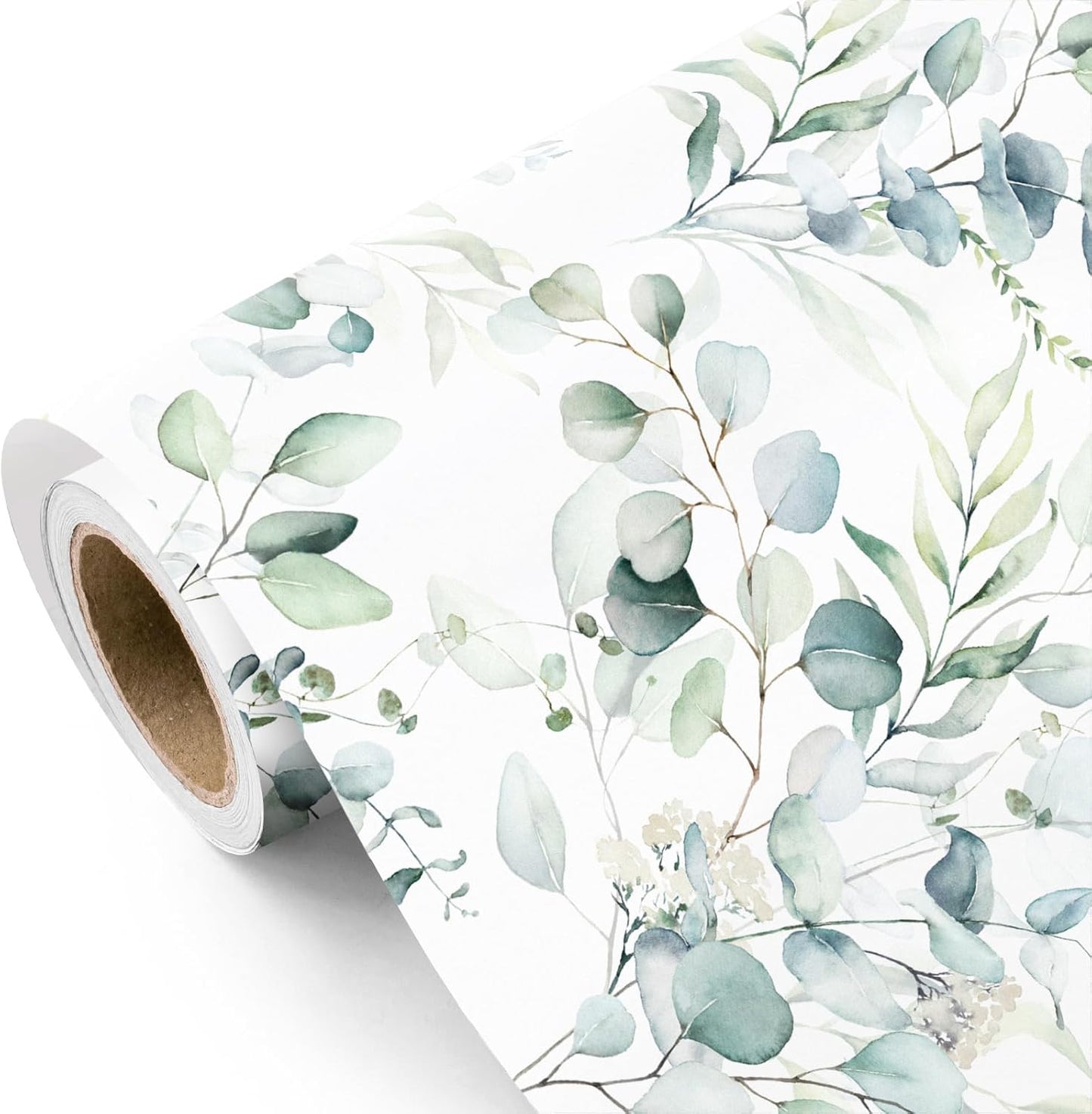 WRAPAHOLIC Eucalyptus Leaves Wrapping Paper Roll - Mini Roll - 17 Inch x 33 Feet - Eucalyptus Greenery Wrapping Paper Perfect for Birthday, Wedding, Bridal Shower