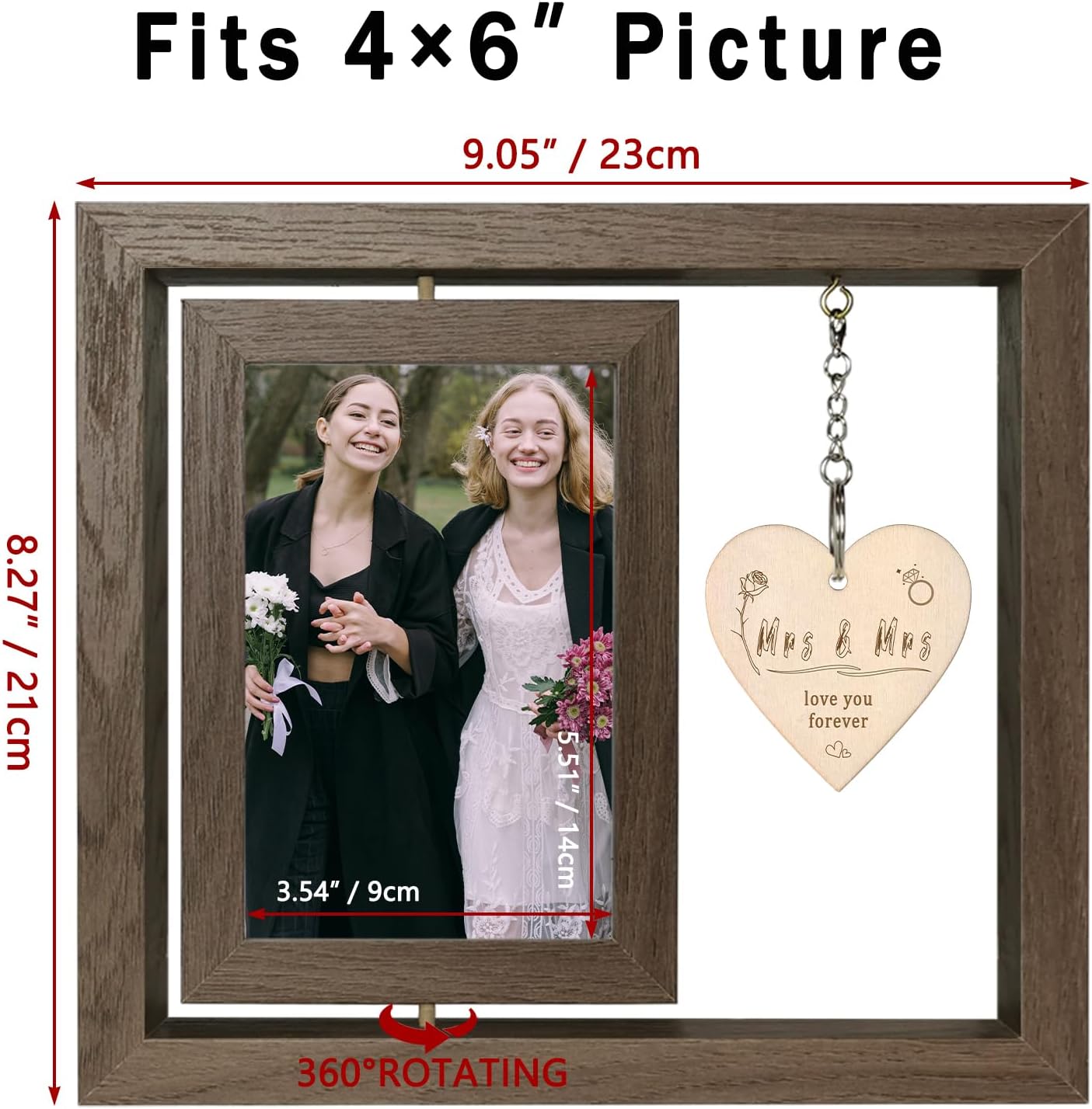 4x6 Mrs & Mrs Picture Frame Wedding Bridal Shower Gifts, Lesbian Anniversary Engagement Wedding Gifts for Newlywed Couples (Display Two 4x6)