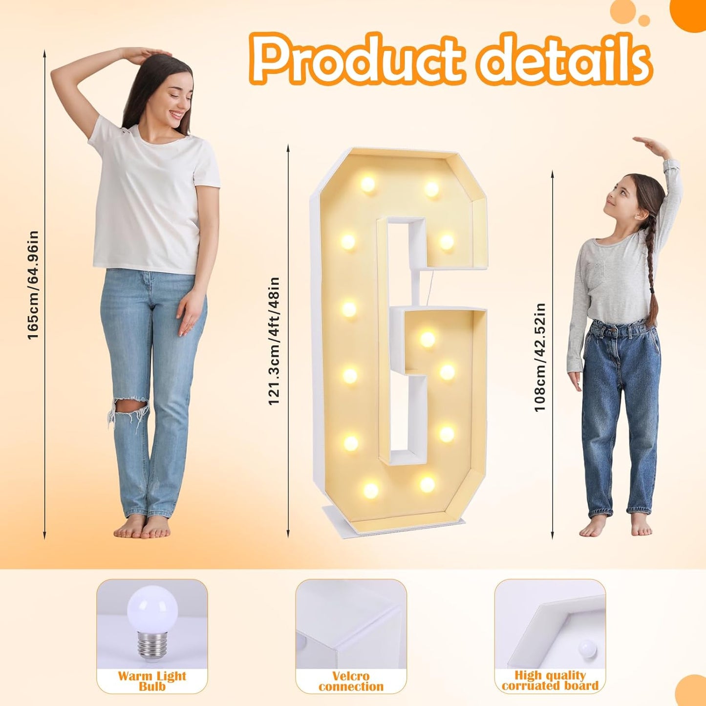 4ft Marquee for Letter G, Large Light Up Letters, Multifunctional Party Decor, 48 inches