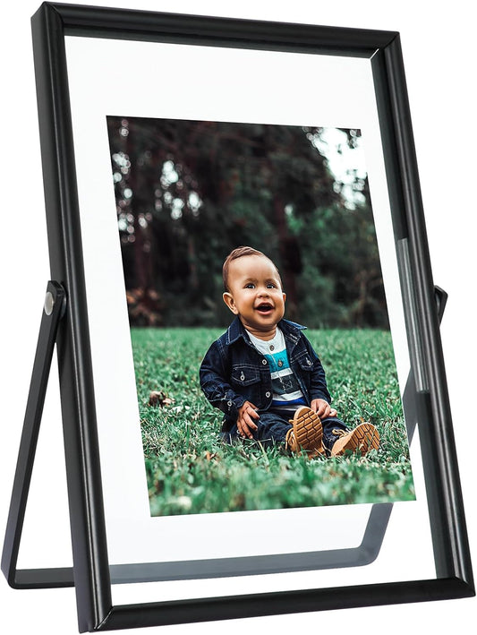 Black Floating Frame (4"x6",Vertical), For Picture 3.5x5, 2x3, 1x2, Tabletop Shelf Photo Frame, Classy Gift For Festival, Wedding, Home or Office Décor