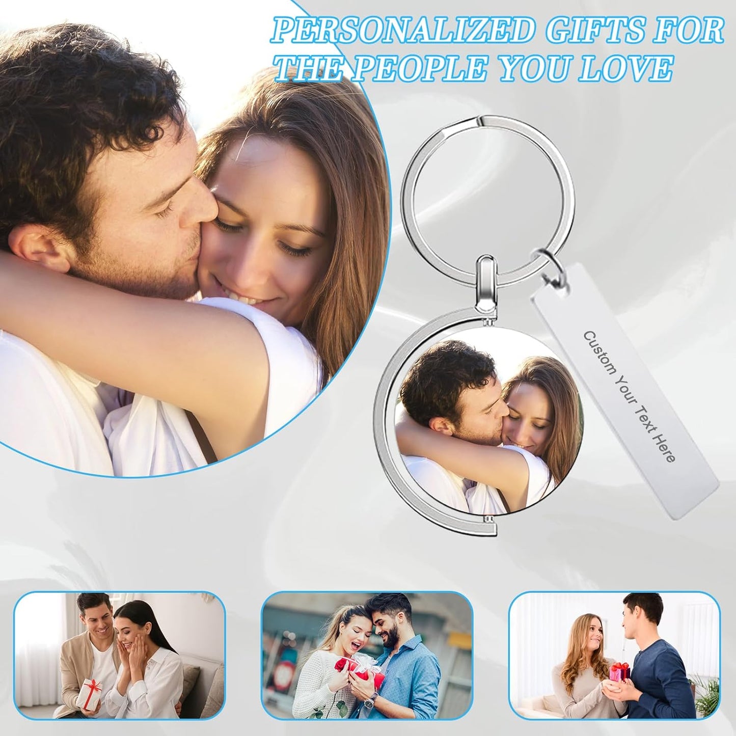 Custom Keychain with Picture Double-sided Personalized Photo Text Keychain, Gift for Anniversary Birthday Christmas