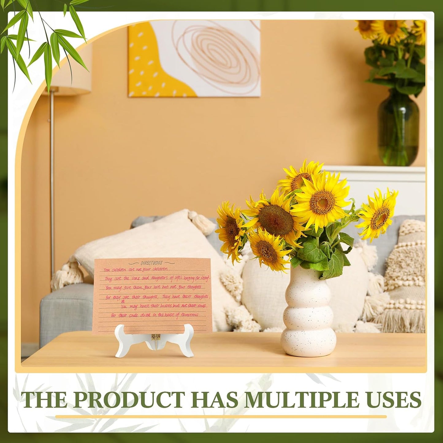 Tatuo 4 Packs Wooden Display Stand Decorative Plate Stands for Display Picture Frame Holder Easels(White,5 Inch)