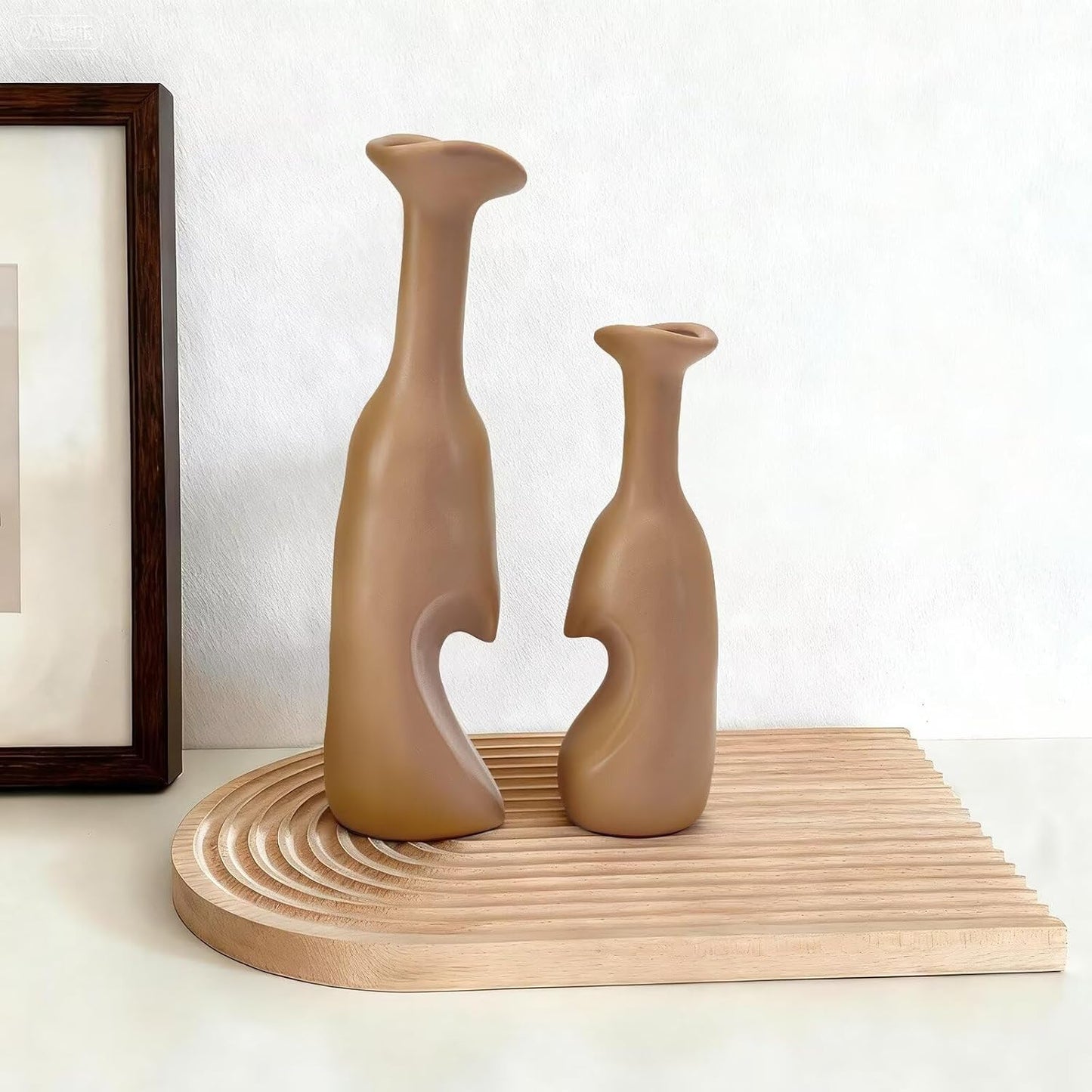 Heart Shaped Small Ceramic Vases Set of 2 Home Decor Boho Vase Modern Matte Flower Vase Minimalist Decorative Vase for Wedding Gift Dining Coffee Table Book Shelf Office Décor