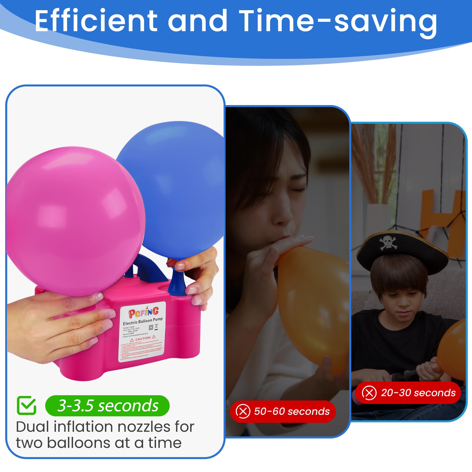PCFING Balloon Pump Electric, Portable Balloons Inflator Blower Machine with Balloon Tie Tool &