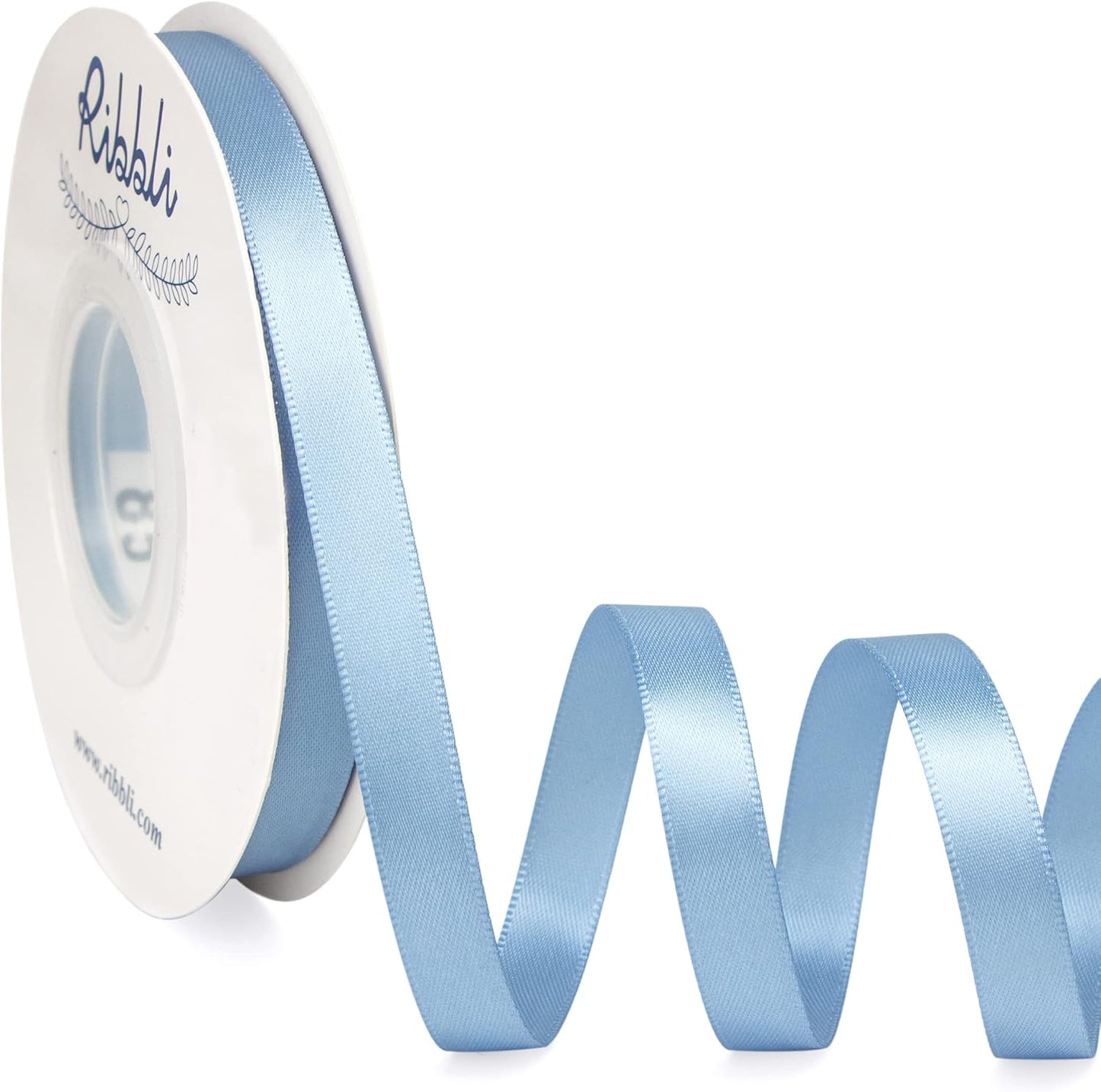 Ribbli Dusty Blue Satin Ribbon,Double Faced Satin 3/8 inch x Continuous 25 Yards,Use for Bows Bouquet,Gift Wrapping,Wedding Decoration,Floral Arrangement