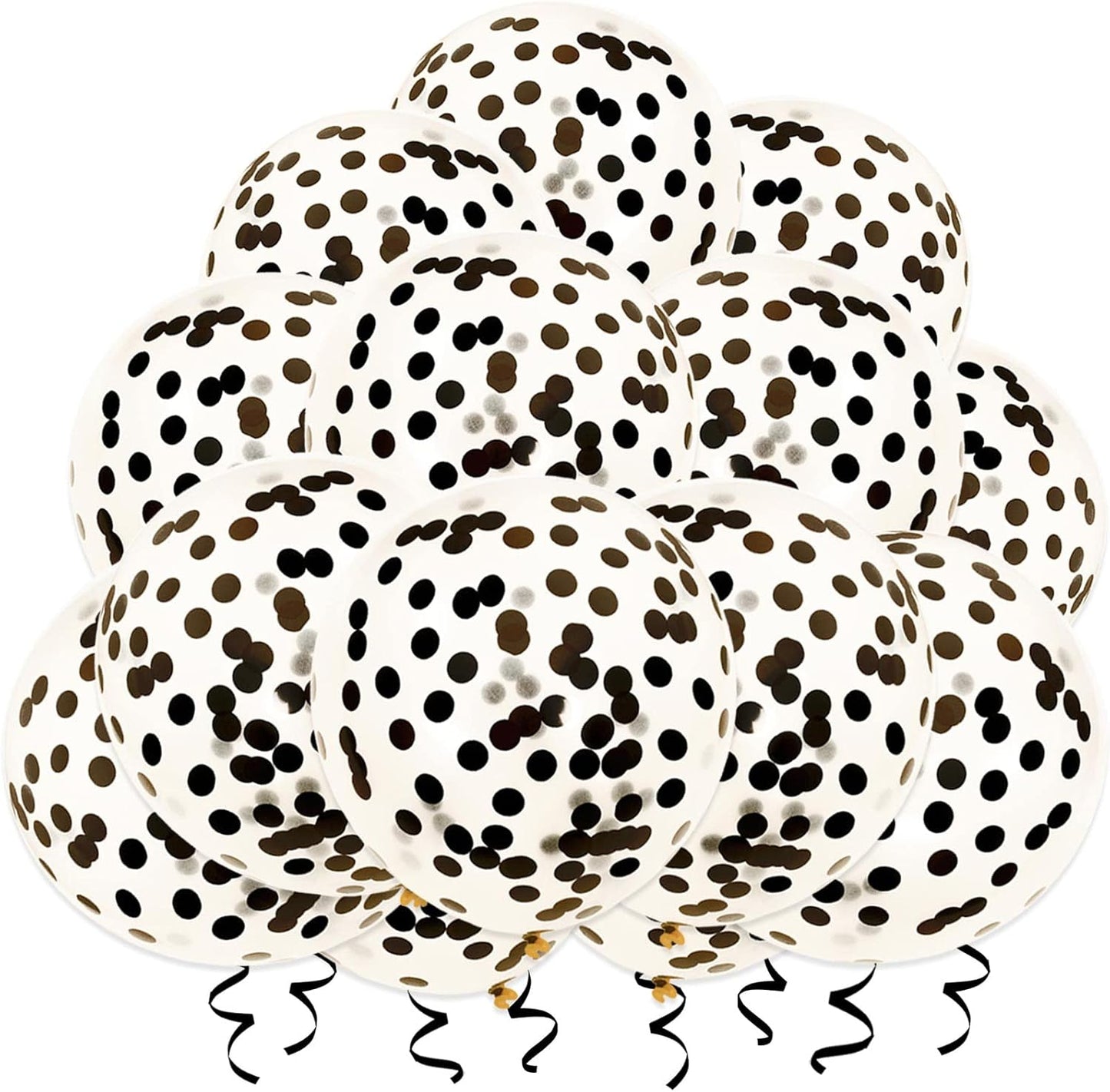 Black Confetti Balloons, 25 Pcs Thickened 12 Inch Clear Latex Balloon with Confetti Inside for Birthday Party New Year Engagement Bridal Shower Baby Shower Graduation Party Decorations Supplies