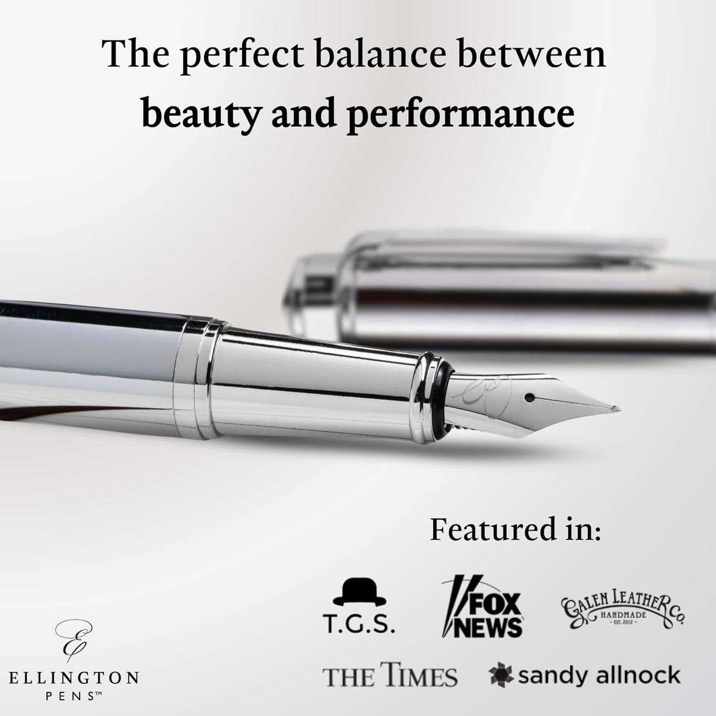 Ellington Pens Luxury Fountain Pen Set- Fountain Pens for Writing - Smooth Fine Nib - Includes Refillable Ink Converter, 3 Ink Cartridges [Black & Blue], Gift Box - Elegant Calligraphy
