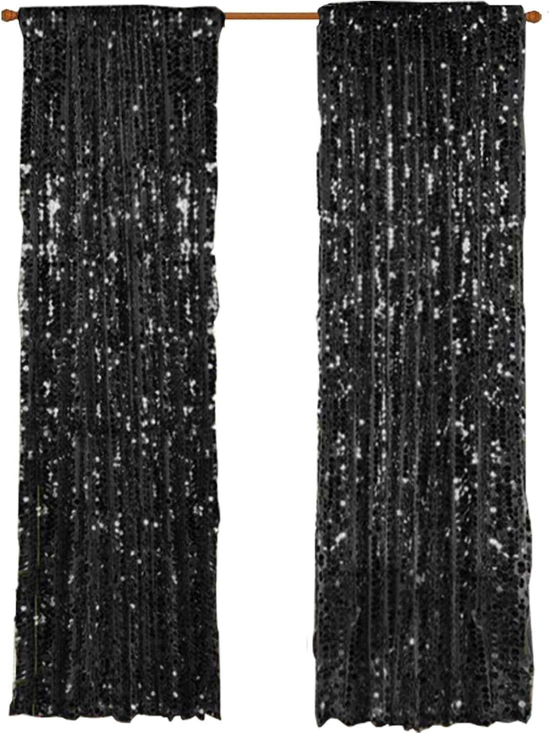 18MM Black Big Sequin Payatte Backdrop Curtains 4.5FTX9FT 2 Panels-Black Drapes Curtains for Thanksgiving Christmas Home Party Supplies