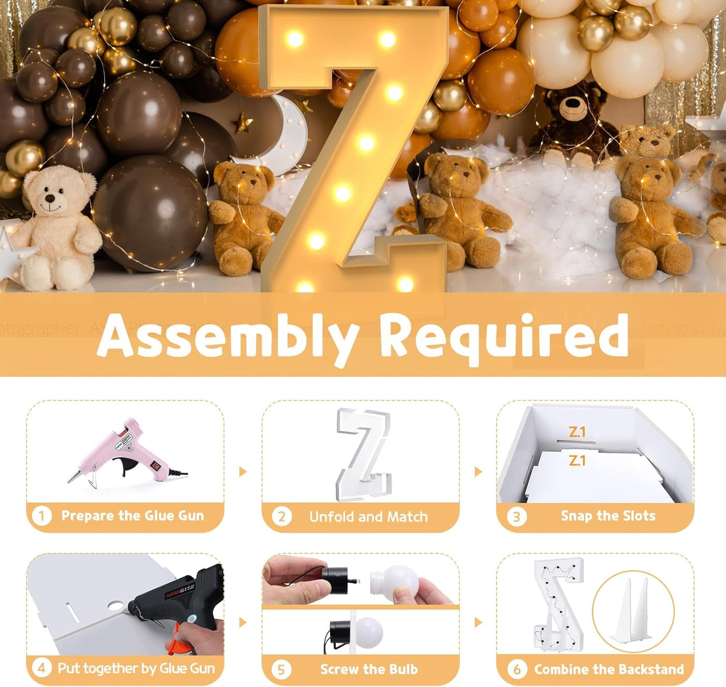 imprsv Marquee Light Up Letters, 3FT Marquee Letters for Birthday Baby Shower Wedding Decorations Light Up Letters for Engagement Party Decor, Large Marquee Letters for Party Decorations, Letter Z