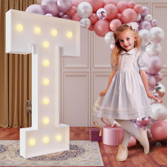 imprsv 4FT Marquee Light Up Letters for Birthday Party Decorations Large Marquee Letters for Wedding Event Bridal Shower Engagement Anniversarty Party Decor,Letter T