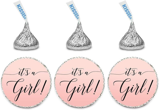Andaz Press Blush Pink Rose Elegant Party Baby Shower Collection, Small Round Circle Label Stickers, Fits Kisses Chocolates, It's a Girl!, 240-Pack, Favors Decor Envelope Seals