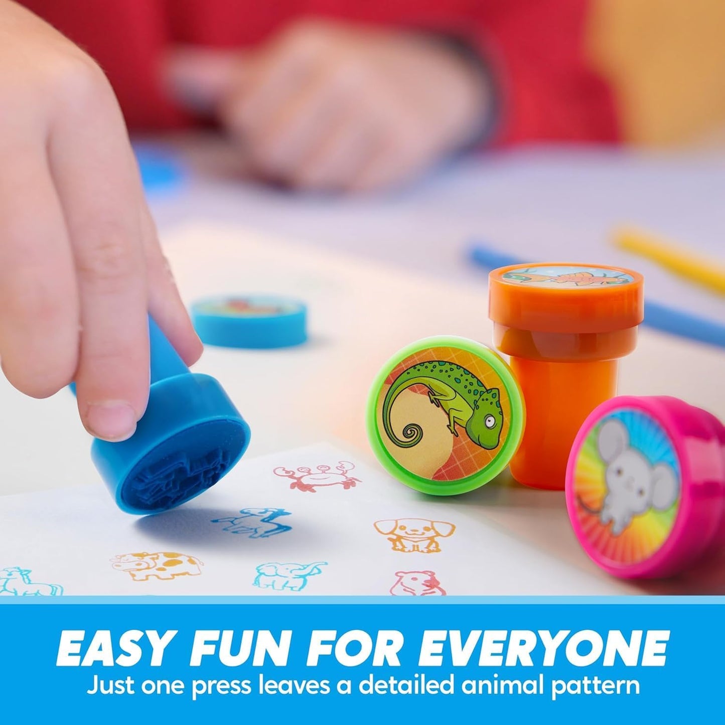 JOYIN 50 Pcs Animal Stamps for Kids, with 50 Different Designs, Farm,Sea Animals,Stamps for Crafting, Prize Box Toys for Classroom, Kids Party Favor, Goodie Bag, Halloween, Christmas