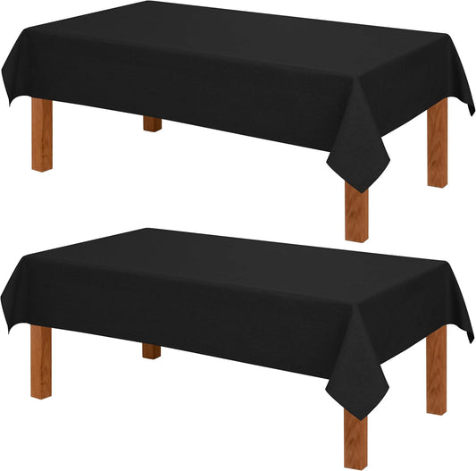 Hiasan 2 Pack Faux Linen Square Tablecloth - Wrinkle and Stain Resistant Washable Table Cloth for Kitchen Dining Room Holiday Table Cover for Party Dinner, Black, 60 x 60 Inch